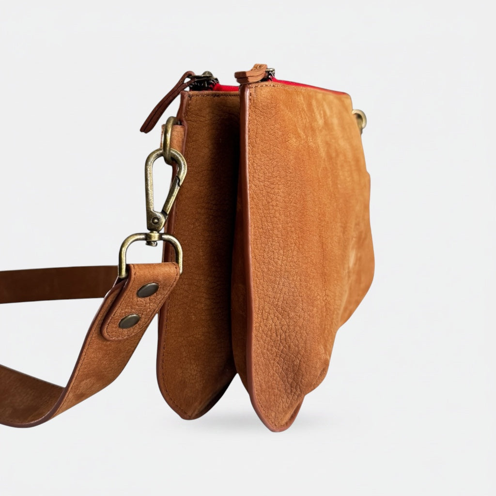 BASE BABY DOUBLE nubuck camel, vue portée