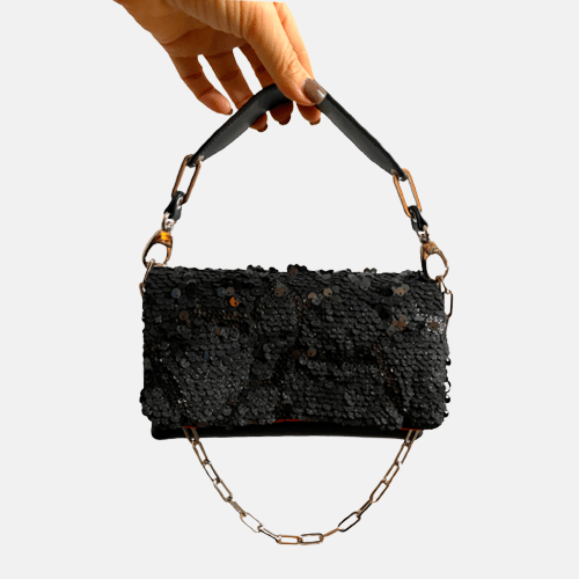 SAC GEMMA CUIR NOIR - FINITION ARGENT