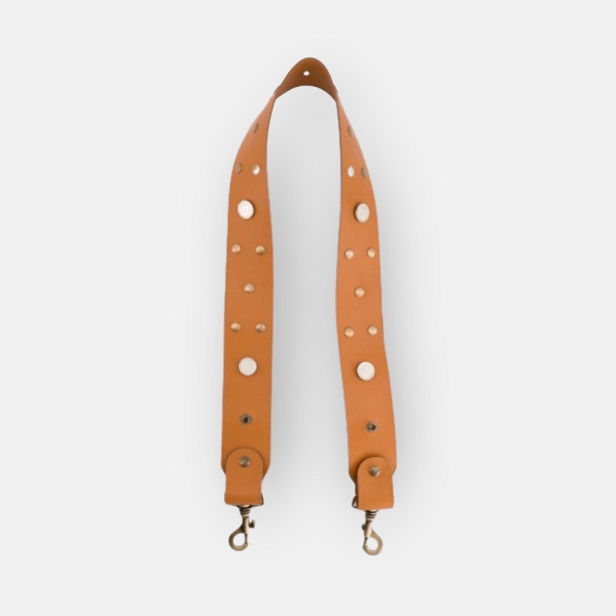BANDOULIÈRE LARGE CLOUTÉE CUIR CAMEL