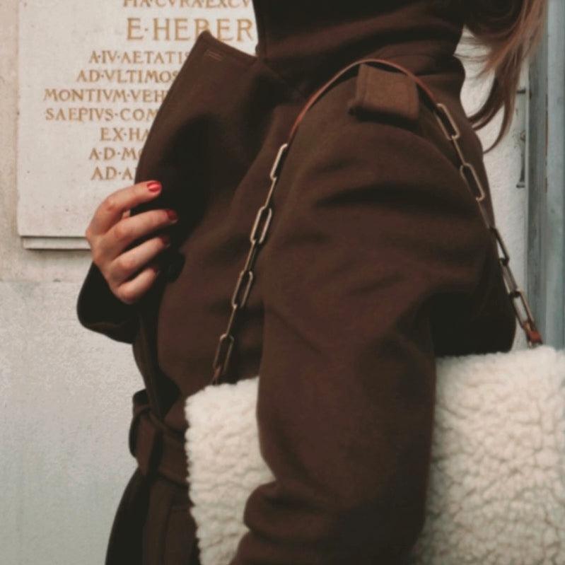 SHORT CHAIN SHOULDER STRAP CAMEL/ANTIC