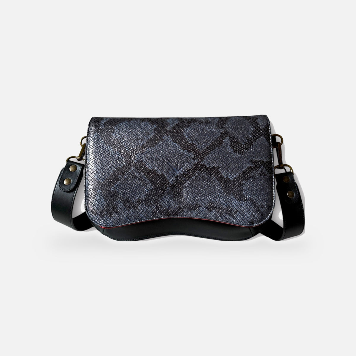 Sac baby double noir pyth gris/noir, autre vue sur fond gris clair