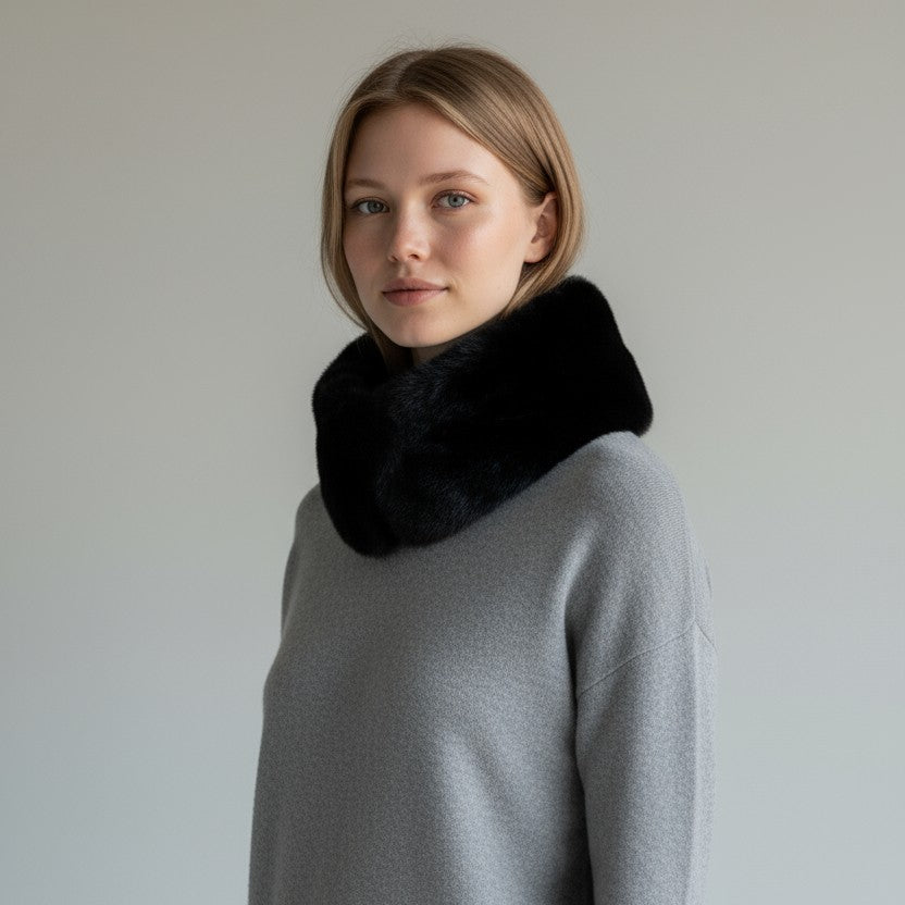 BANDEAU ECO-FOURRURE RENARD NOIR