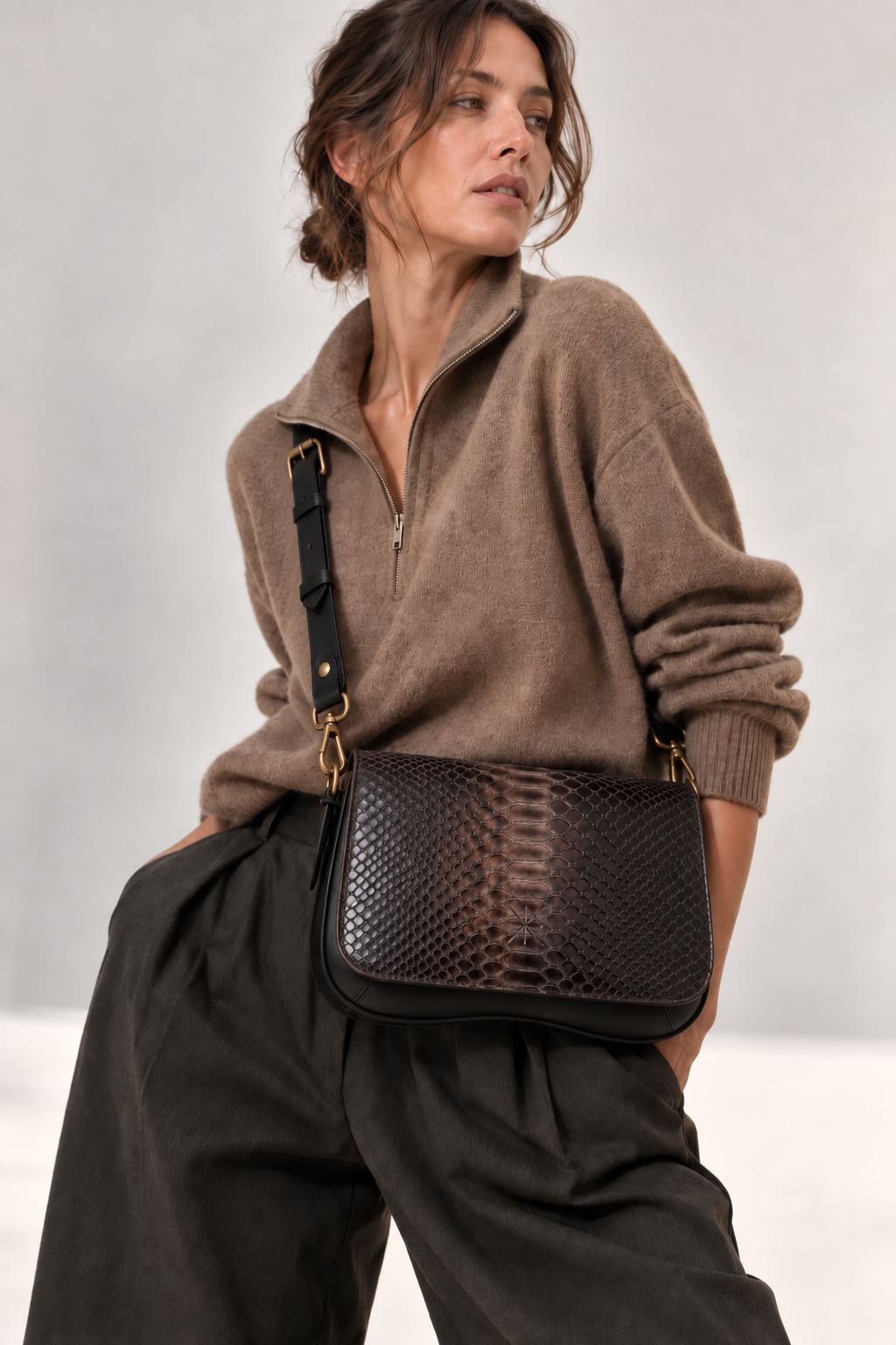 SAC BABY DOUBLE NOIR PYTH NOIR/AMBRÉ