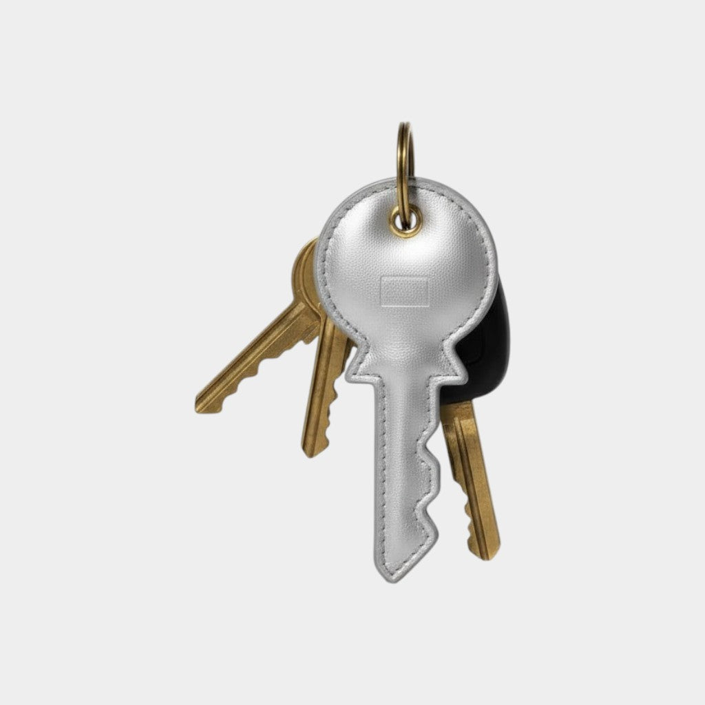 PORTE-CLÉS « KEY » CUIR ARGENT